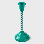 Jade Mint Checkered Candlestick Holder - Che Cose Belle