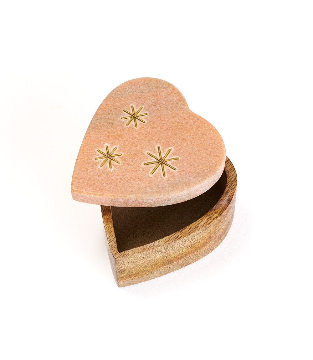 Jaipuri Heart Keepsake Box - Pink Carved Marble - Che Cose Belle