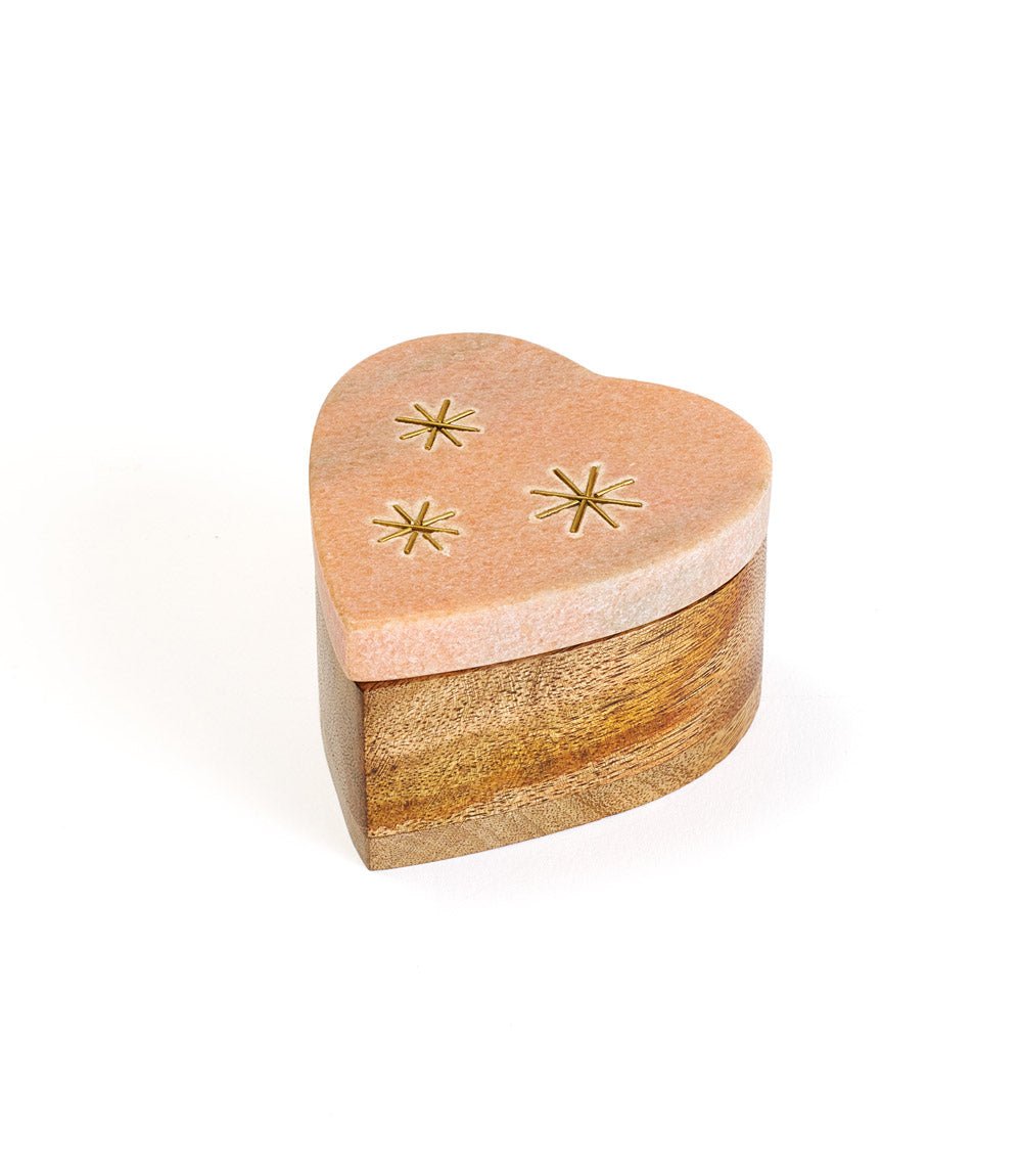 Jaipuri Heart Keepsake Box - Pink Carved Marble - Che Cose Belle