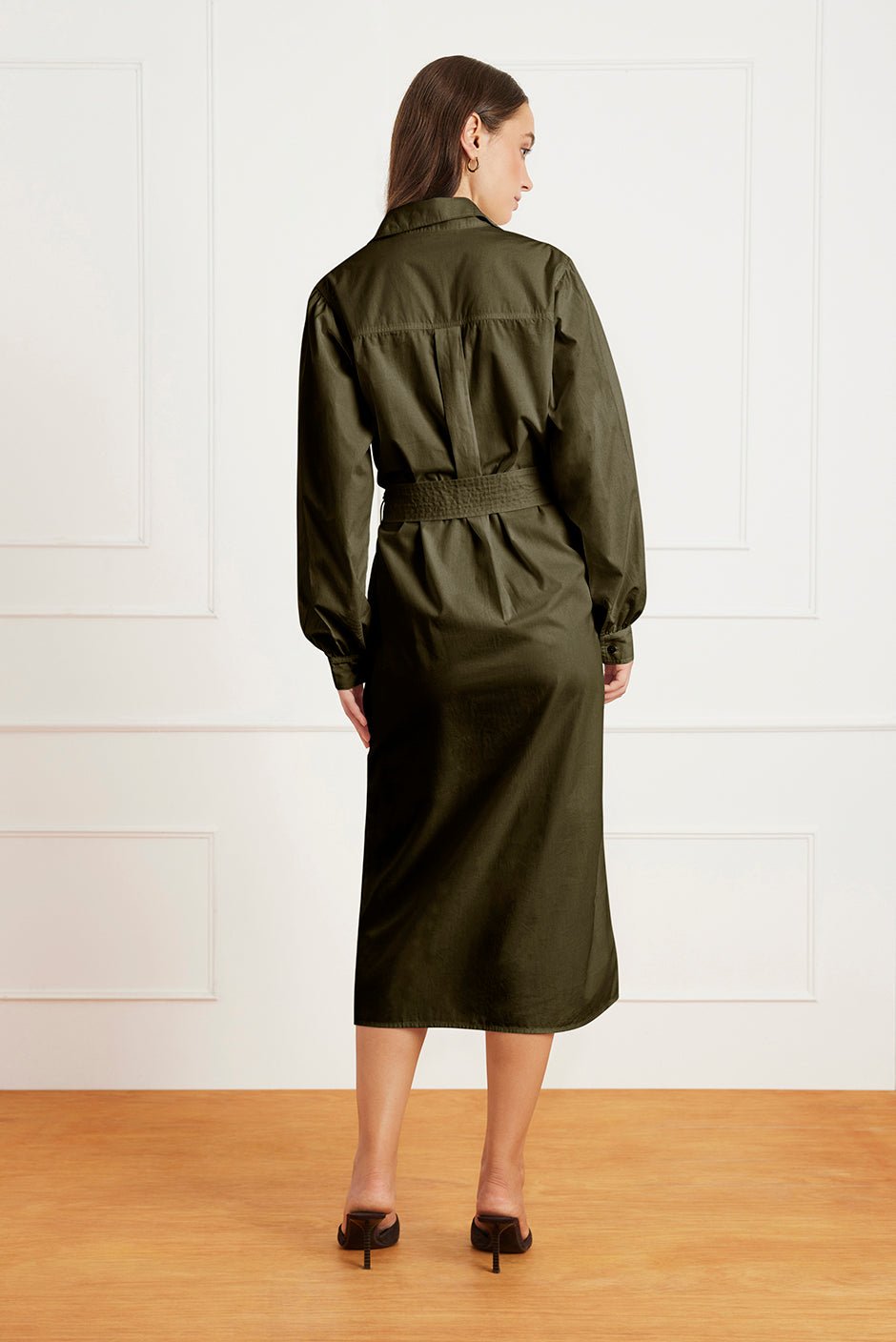 Janey Shirt Dress in Olive Green - Che Cose Belle