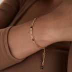 January Birthstone Scarlet Curb Chain Bracelet - Che Cose Belle
