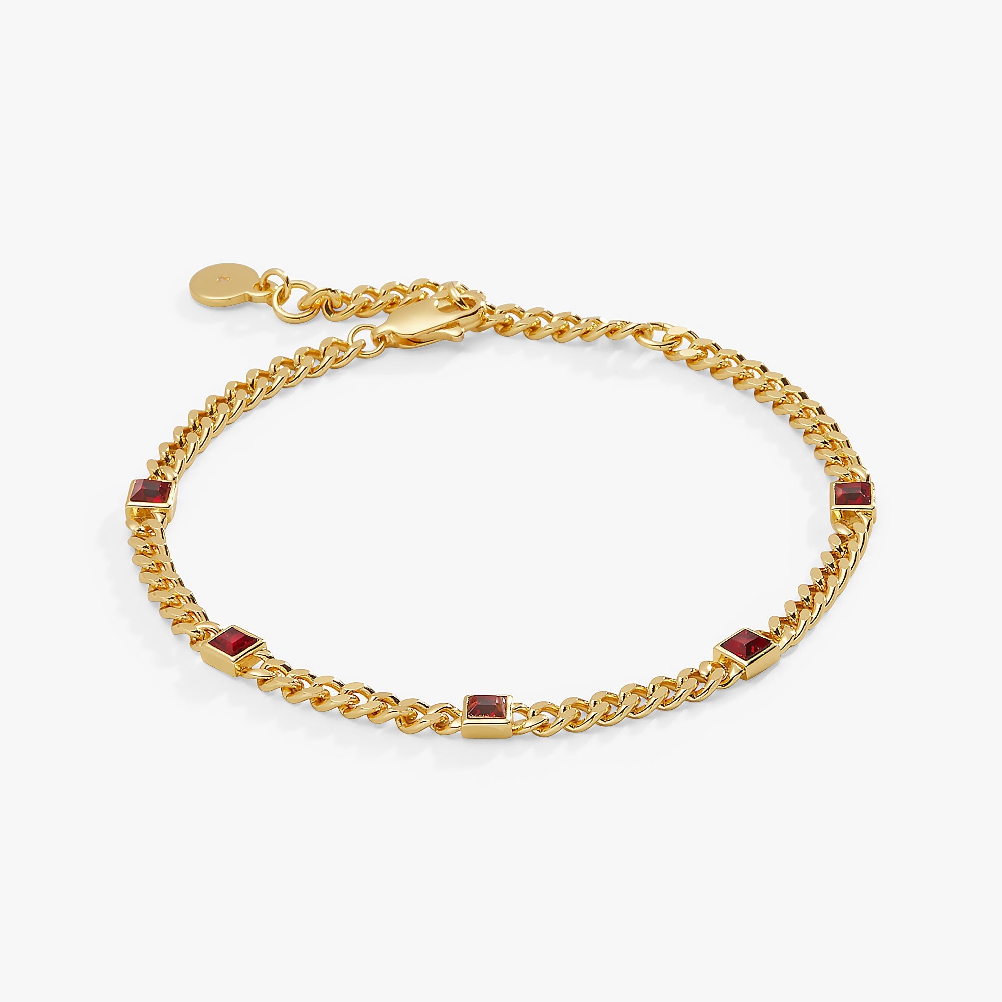 January Birthstone Scarlet Curb Chain Bracelet - Che Cose Belle