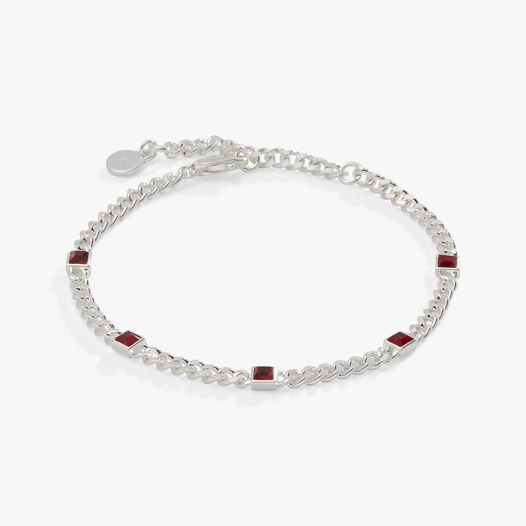 January Birthstone Scarlet Curb Chain Bracelet - Che Cose Belle
