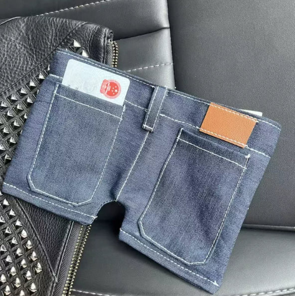 Jeans Wallet Foldable Denim Shaped Coin Purse And Card Holder - Che Cose Belle
