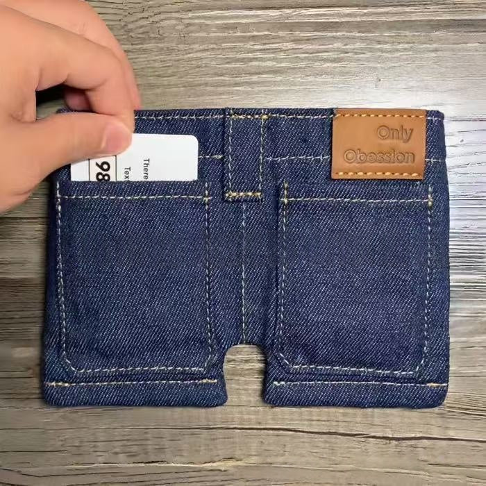 Jeans Wallet Foldable Denim Shaped Coin Purse And Card Holder - Che Cose Belle