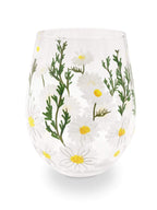 Daisy Painted Stemless Wine Glasses
