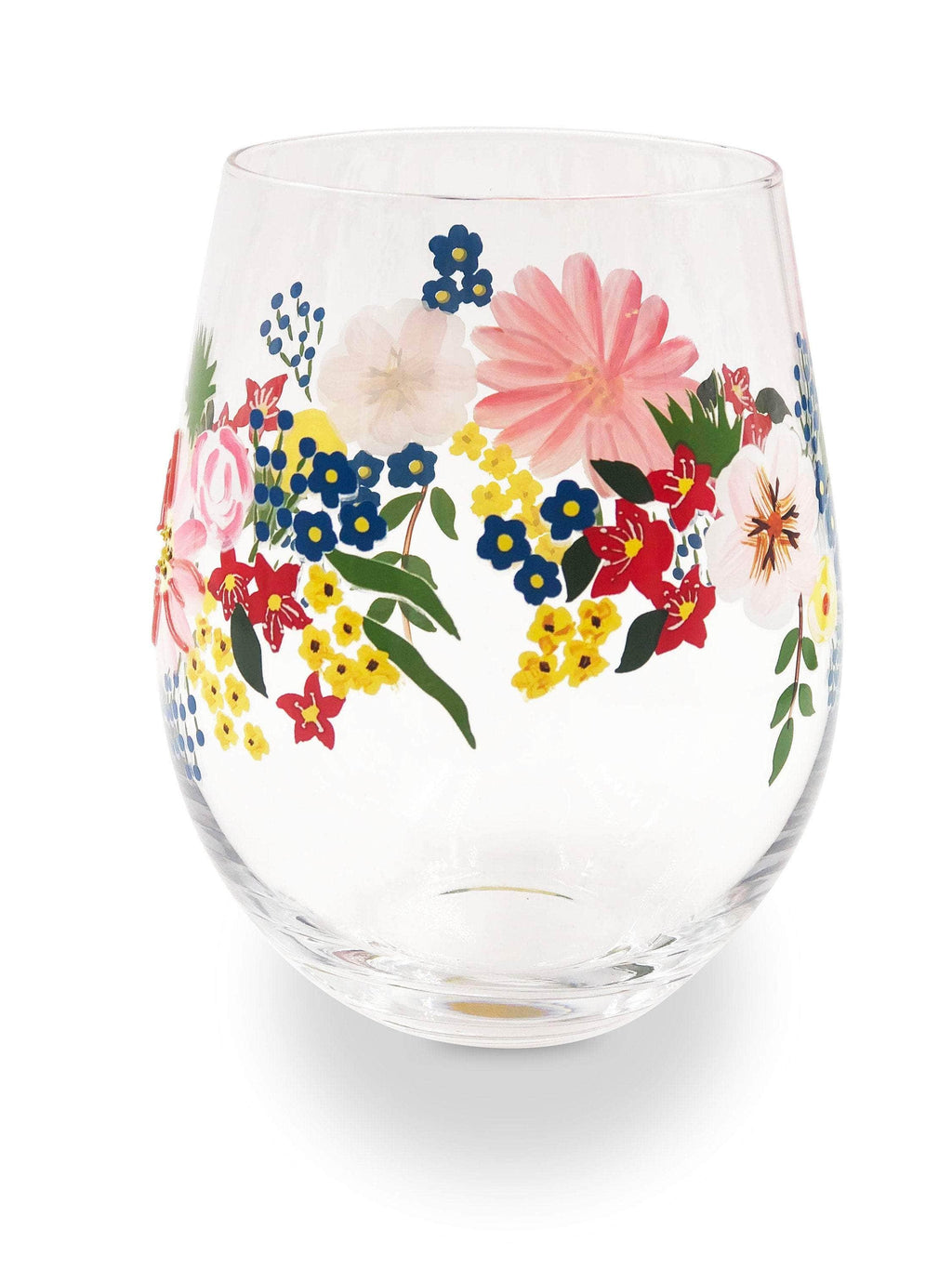 Painted Floral Stemless Wine Glasses