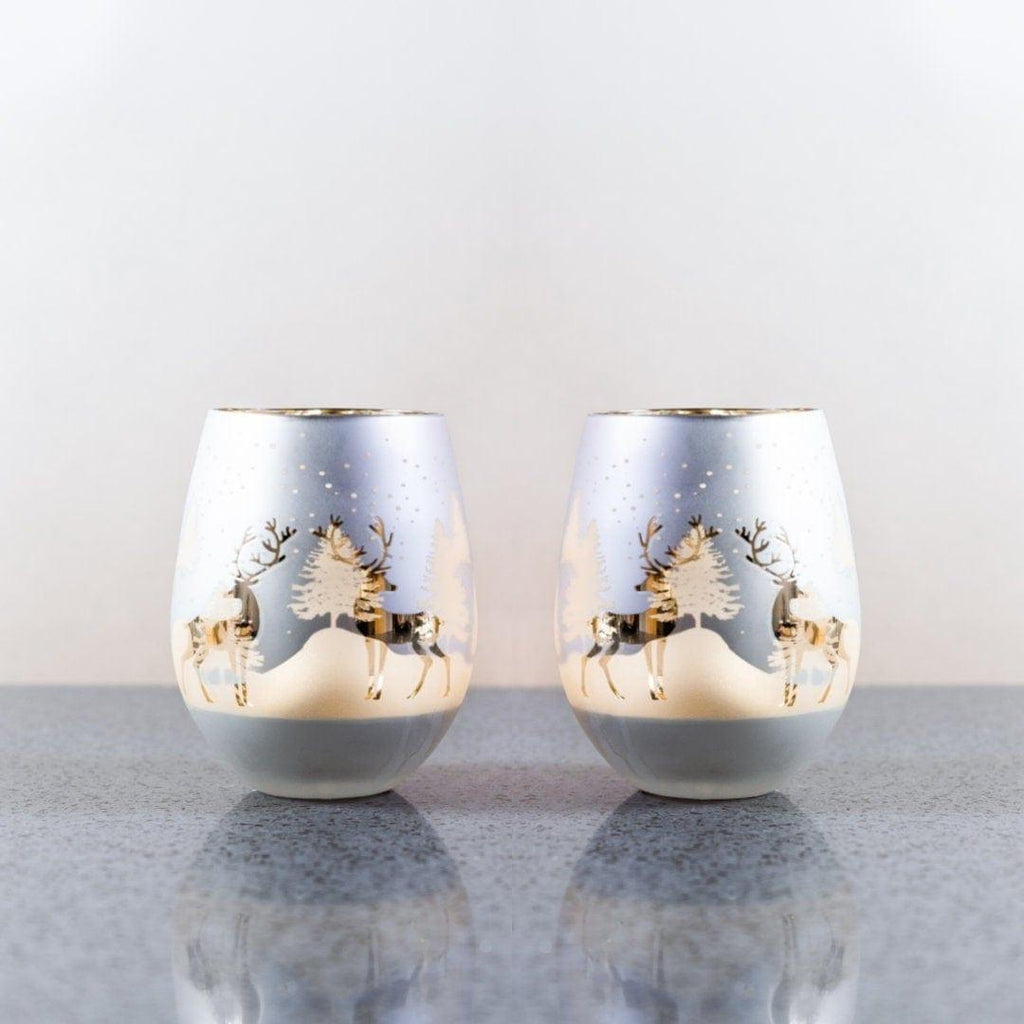 Gold & Silver Deer Stemless Wine Glasses