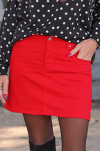 Jess Lea-Nova Denim Skirt Red - Che Cose Belle