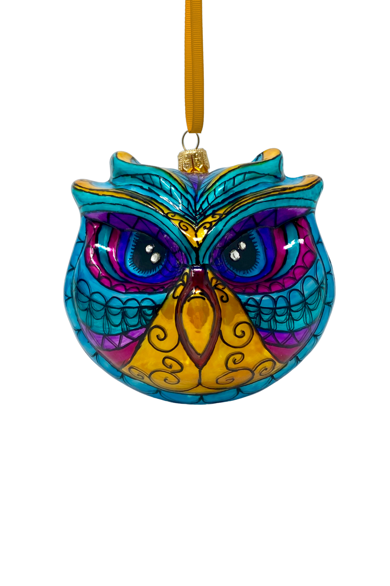 Jewel Owl Polish Glass Ornament - Che Cose Belle