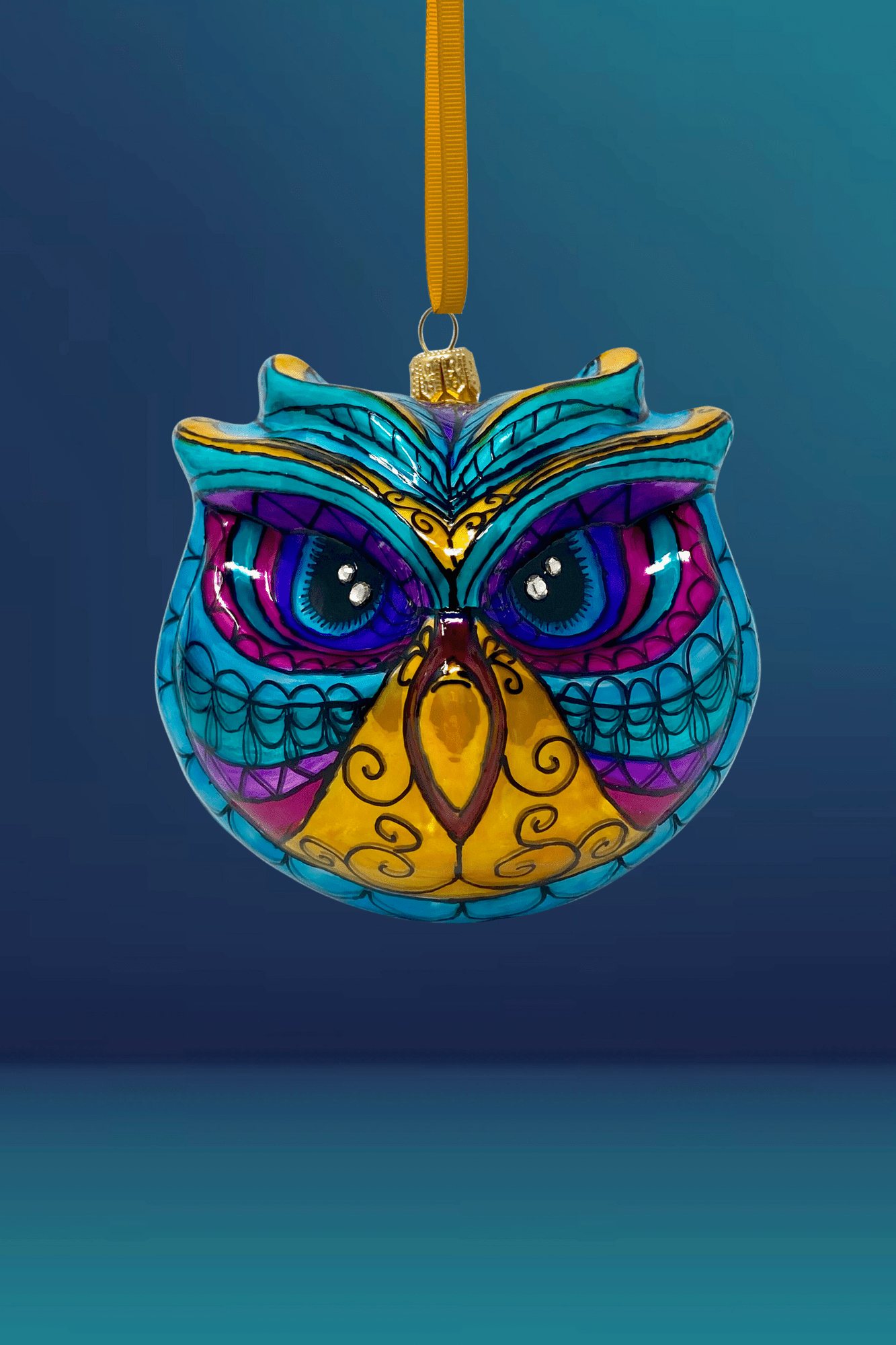 Jewel Owl Polish Glass Ornament - Che Cose Belle
