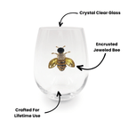 Jeweled Bee Stemless Wine Glasses - Che Cose Belle