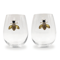 Jeweled Bee Stemless Wine Glasses - Che Cose Belle