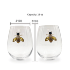 Jeweled Bee Stemless Wine Glasses - Che Cose Belle