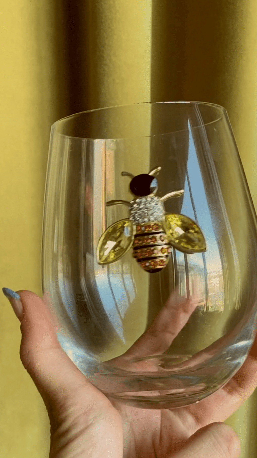 Jeweled Bee Stemless Wine Glasses - Che Cose Belle