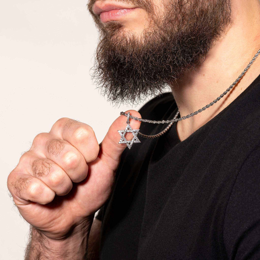 Jewish Magen Star Of David Pendant - Solid 925 Sterling Silver Men's Jewelry - Che Cose Belle