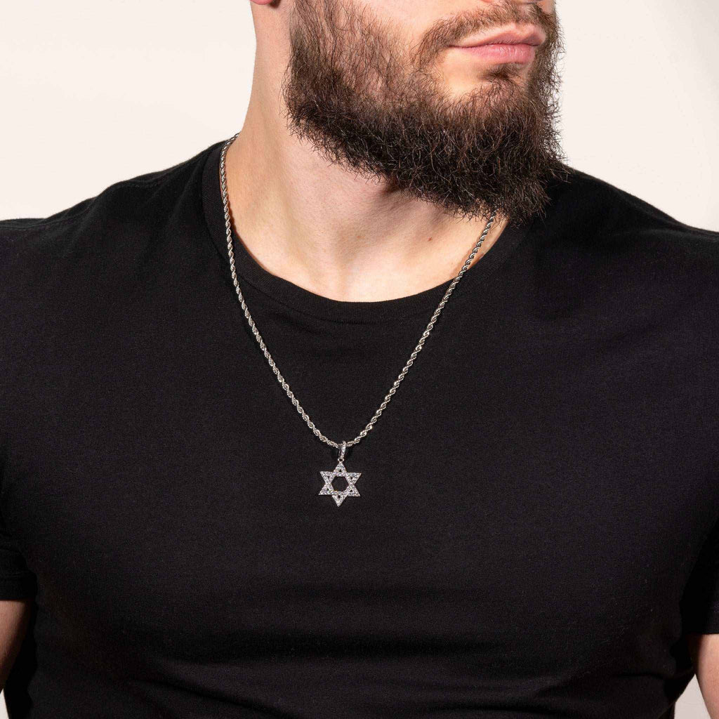 Jewish Magen Star Of David Pendant - Solid 925 Sterling Silver Men's Jewelry - Che Cose Belle