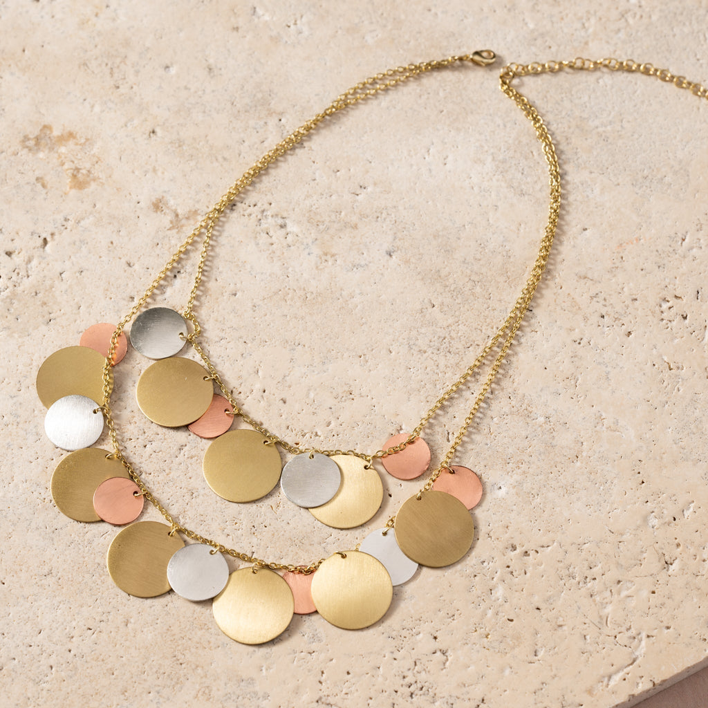 Jharana Layered Disc Necklace - Che Cose Belle