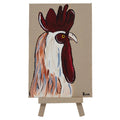 Joseph the Rooster Easel Canvas Painting | 4" x 6" | The Painted Attic - Che Cose Belle