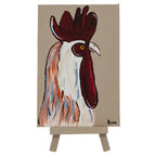 Joseph the Rooster Easel Canvas Painting | 4" x 6" | The Painted Attic - Che Cose Belle