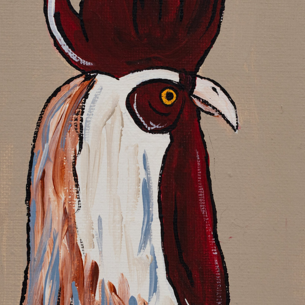 Joseph the Rooster Easel Canvas Painting | 4" x 6" | The Painted Attic - Che Cose Belle