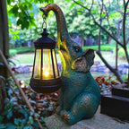 JOYBEE Garden Statues Elephant with Solar Lantern Outdoor Decor - Elephant Solar Figurines Lights Decorations for Patio Yard Lawn Ornaments - Gifts for Birthday Easter Housewarming - Che Cose Belle