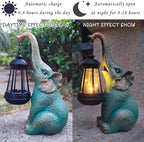 JOYBEE Garden Statues Elephant with Solar Lantern Outdoor Decor - Elephant Solar Figurines Lights Decorations for Patio Yard Lawn Ornaments - Gifts for Birthday Easter Housewarming - Che Cose Belle