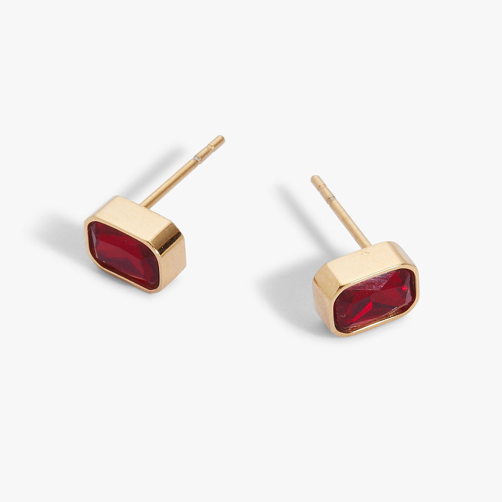 July Emerald - Cut Birthstone Stud Earrings - Che Cose Belle