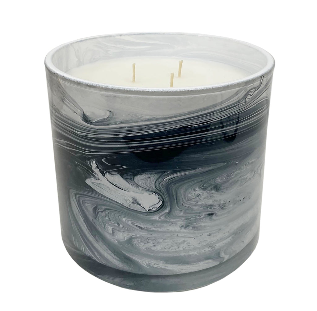 JUMBO White Sage & Lily 45 oz. Swirl Glass Candle - Che Cose Belle