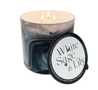 JUMBO White Sage & Lily 45 oz. Swirl Glass Candle - Che Cose Belle