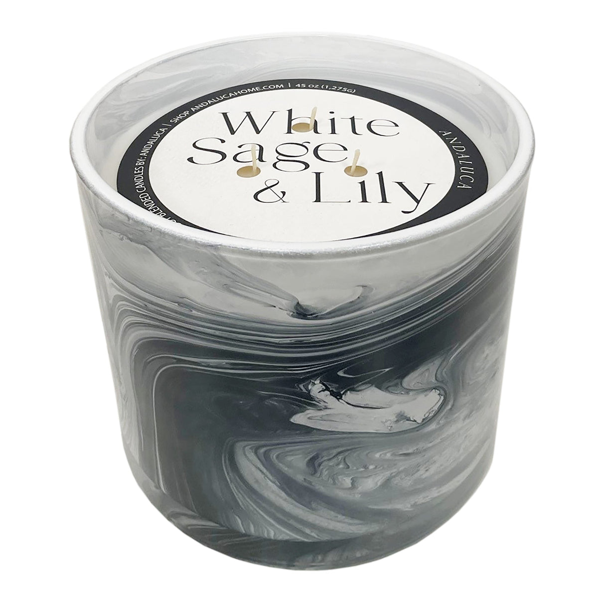 JUMBO White Sage & Lily 45 oz. Swirl Glass Candle - Che Cose Belle