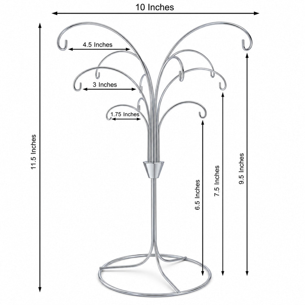 12-Arm Spiral Fountain Brass Silver Metal Ornament Stand Display 11.5 Inches (Taiwan)
