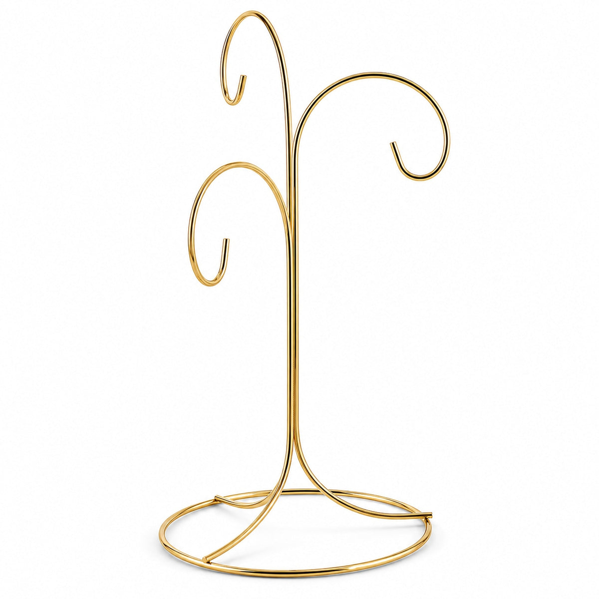 3-Arm 3-Tier Gold Brass Metal Ornament Stand Display 10.75 Inches (Taiwan)