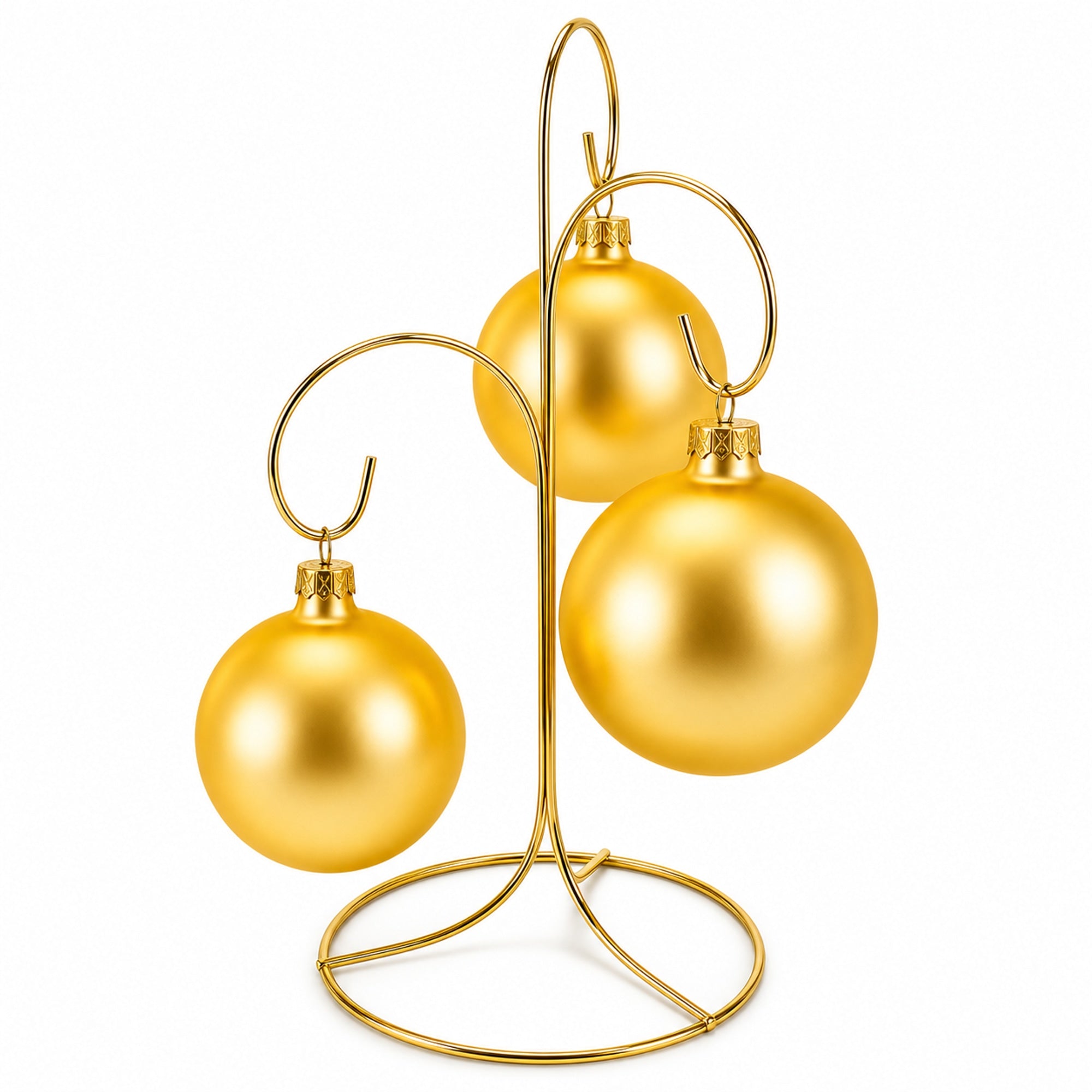 3-Arm 3-Tier Gold Brass Metal Ornament Stand Display 10.75 Inches (Taiwan)