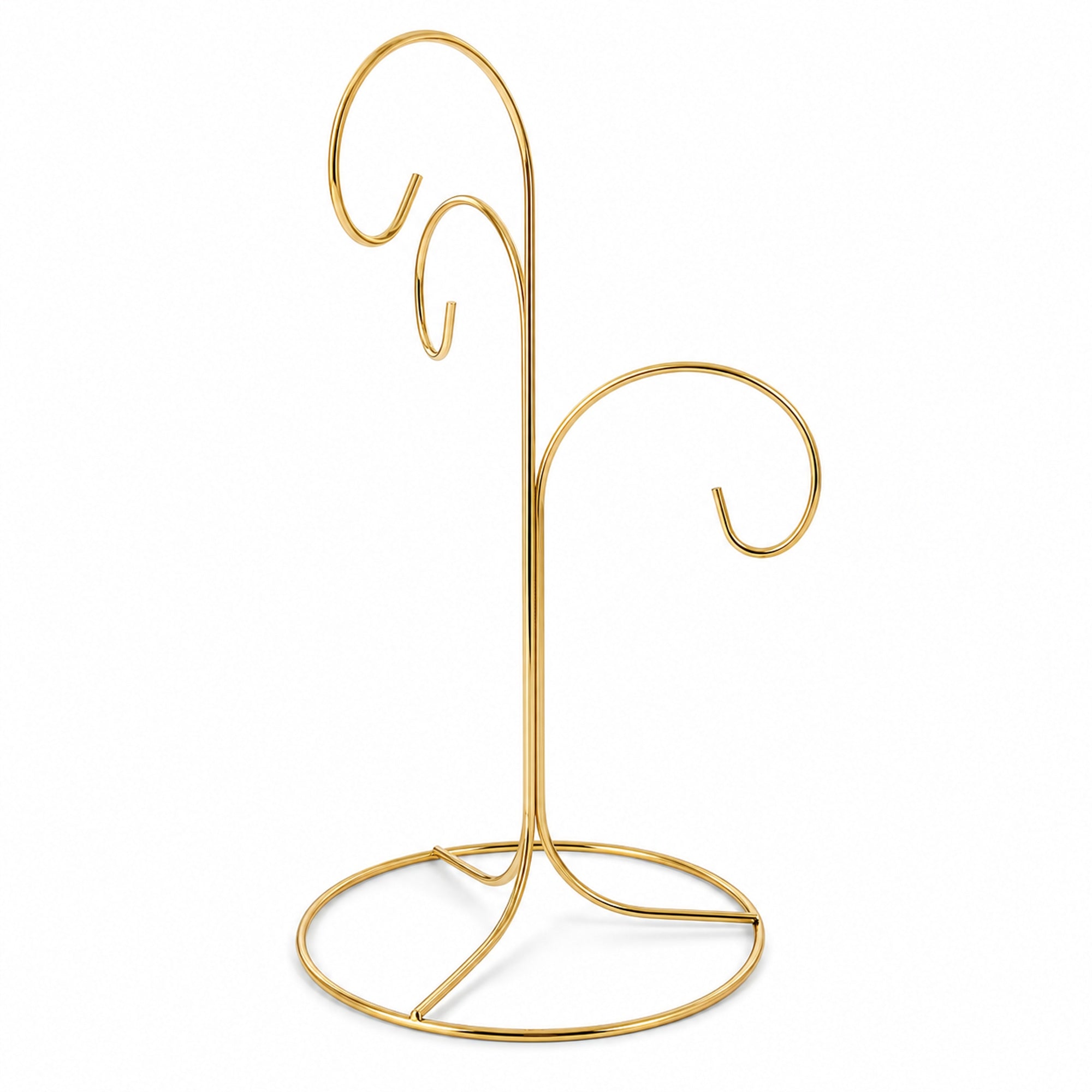 3-Arm 3-Tier Gold Brass Metal Ornament Stand Display 10.75 Inches (Taiwan)
