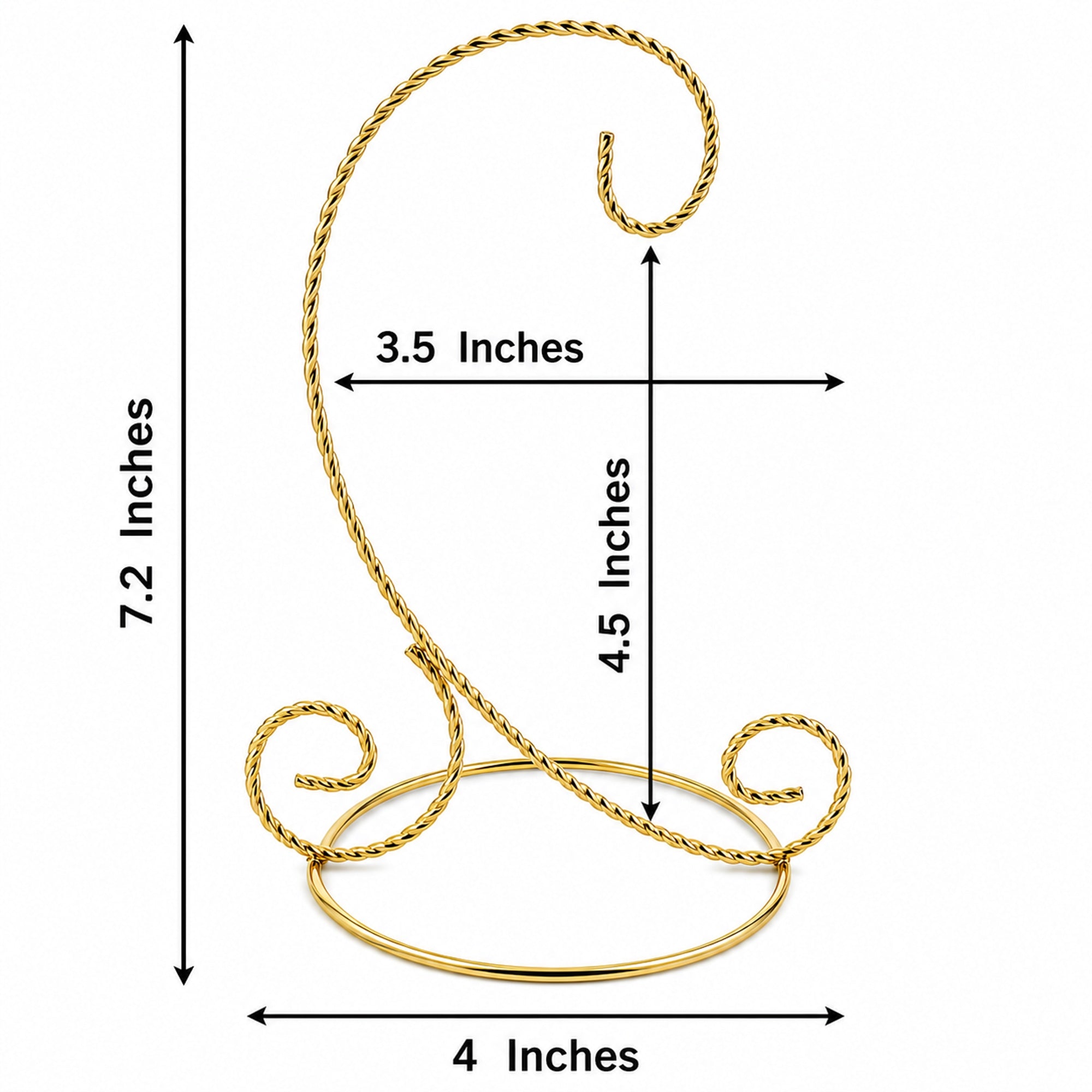 Twisted Wire Gold Metal Ornament Stand Display 7.2 Inches (Taiwan)