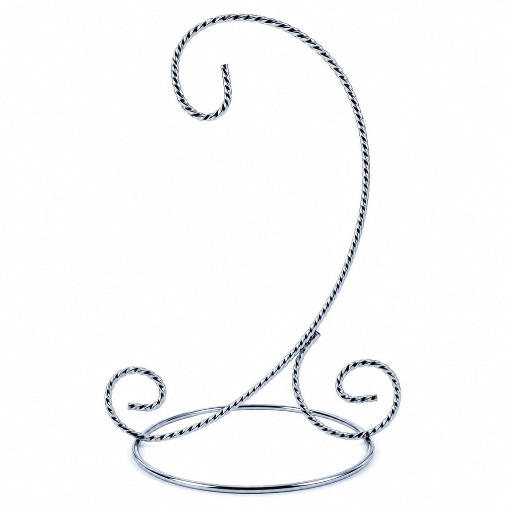 Twisted Wire Silver Metal Ornament Stand Display 7.2 Inches (Taiwan)