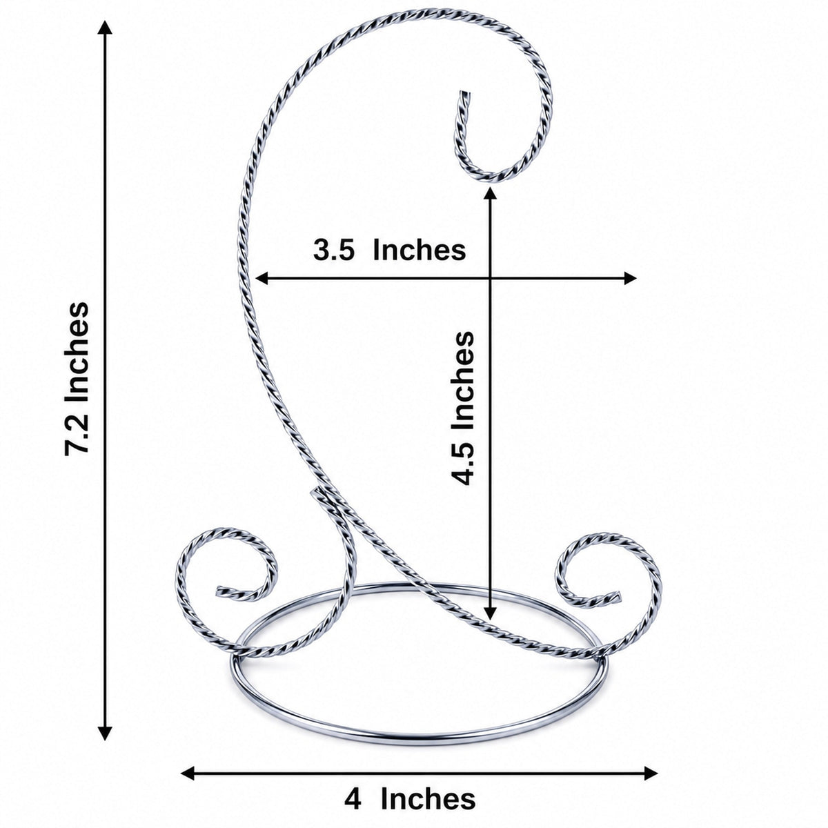 Twisted Wire Silver Metal Ornament Stand Display 7.2 Inches (Taiwan)