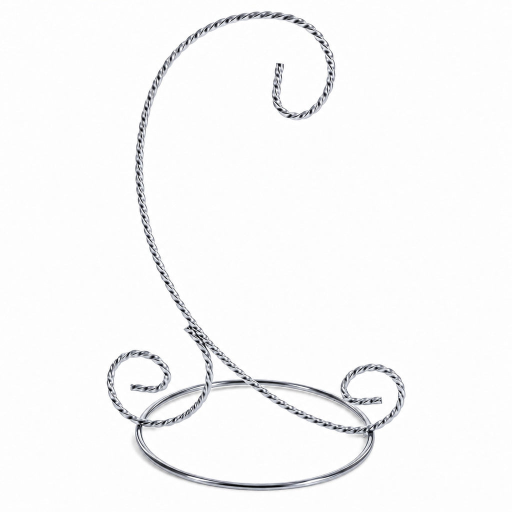 Twisted Wire Silver Metal Ornament Stand Display 7.2 Inches (Taiwan)
