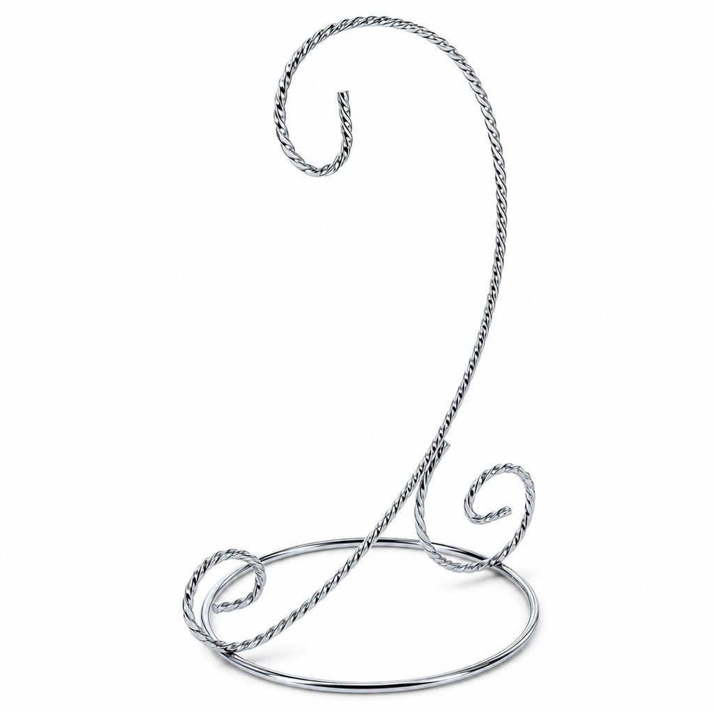 Twisted Wire Silver Metal Ornament Stand Display 7.2 Inches (Taiwan)