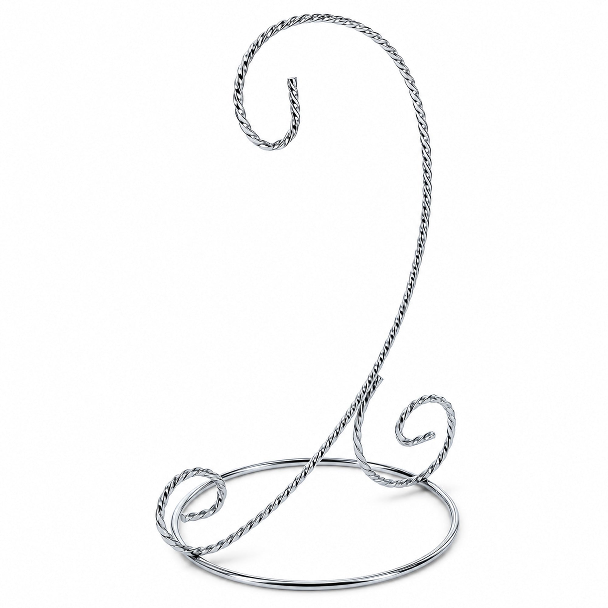 Twisted Wire Silver Metal Ornament Stand Display 7.2 Inches (Taiwan)