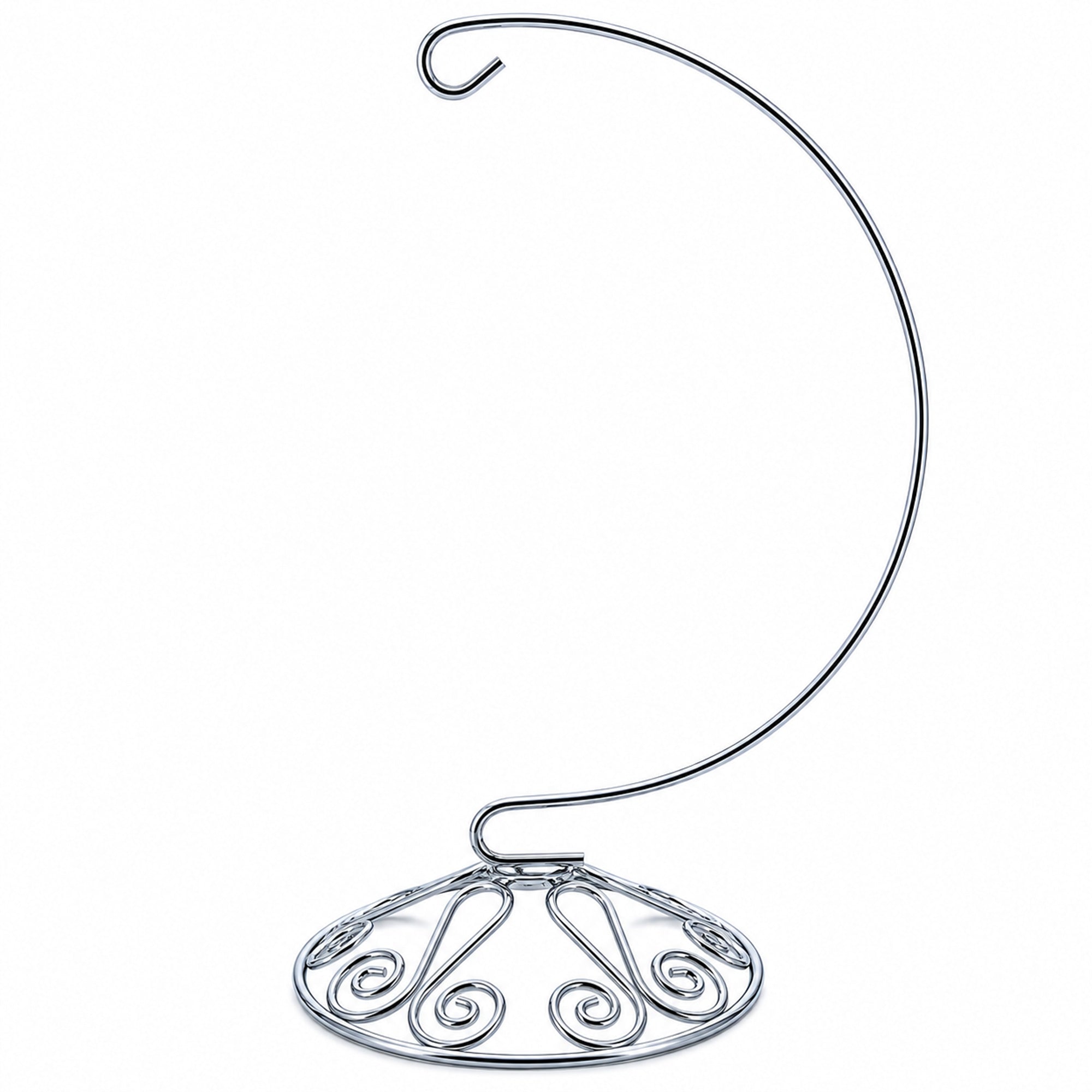 Curved Silver Wire Swirl Base Ornament Stand Display 8.75 Inches (Taiwan)