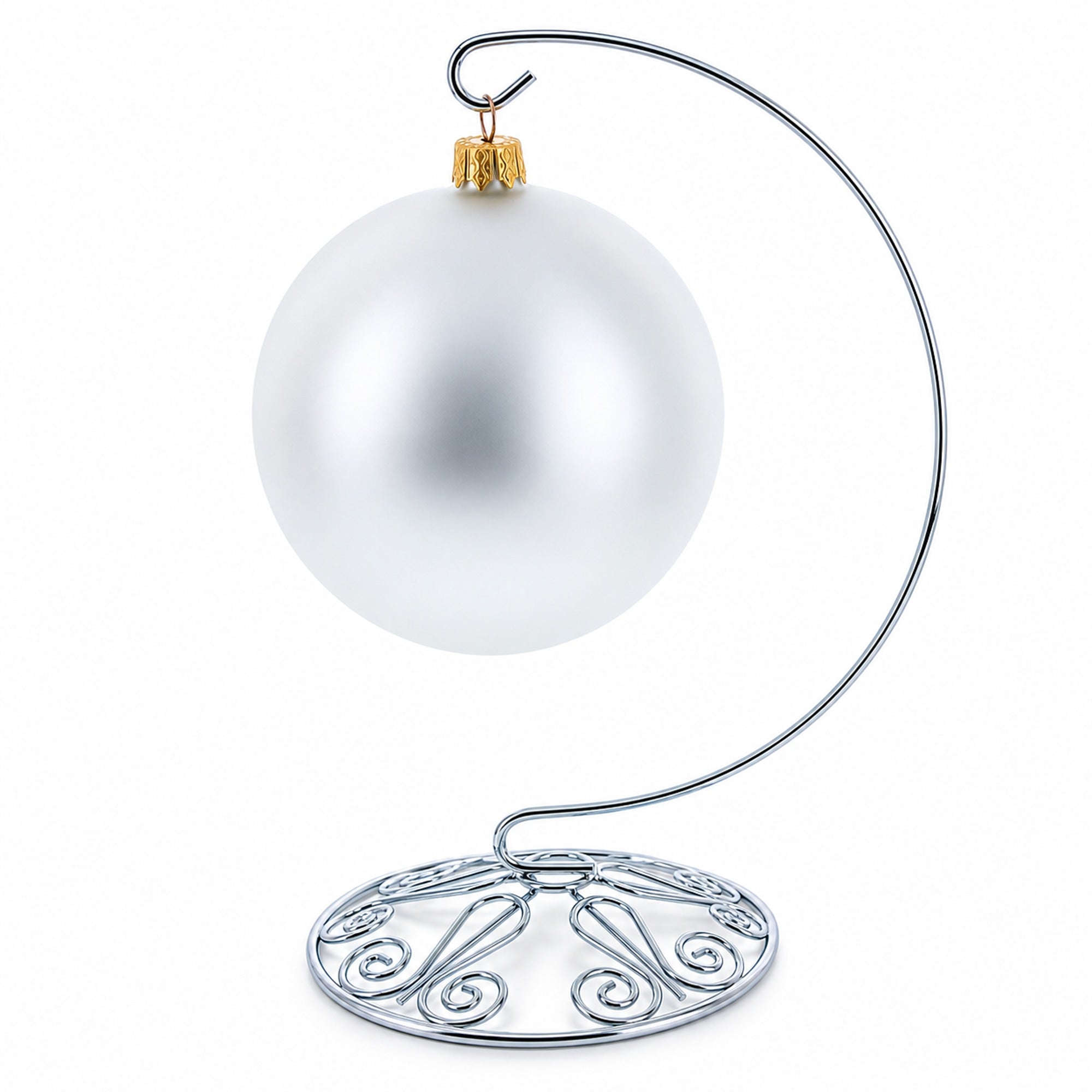 Curved Silver Wire Swirl Base Ornament Stand Display 8.75 Inches (Taiwan)