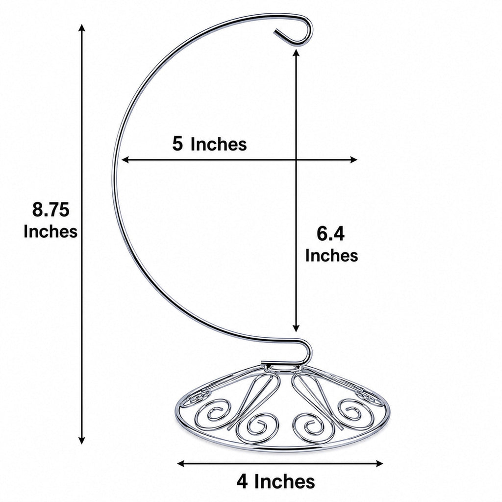 Curved Silver Wire Swirl Base Ornament Stand Display 8.75 Inches (Taiwan)