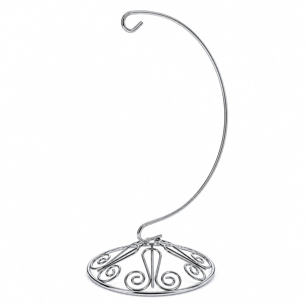 Curved Silver Wire Swirl Base Ornament Stand Display 8.75 Inches (Taiwan)