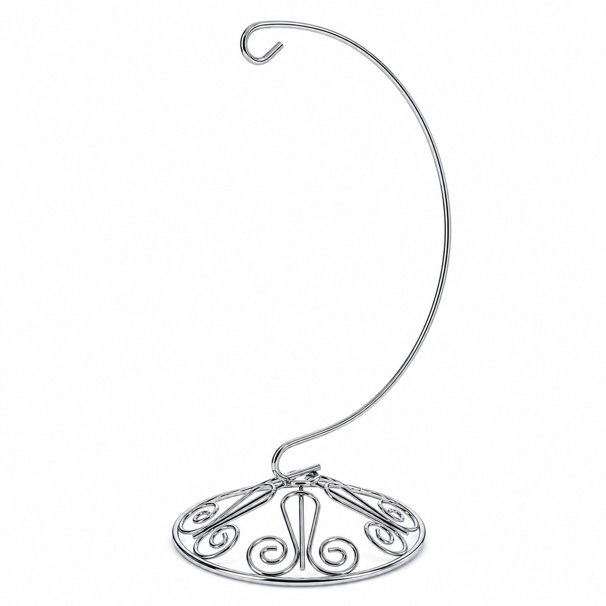 Curved Silver Wire Swirl Base Ornament Stand Display 8.75 Inches (Taiwan)