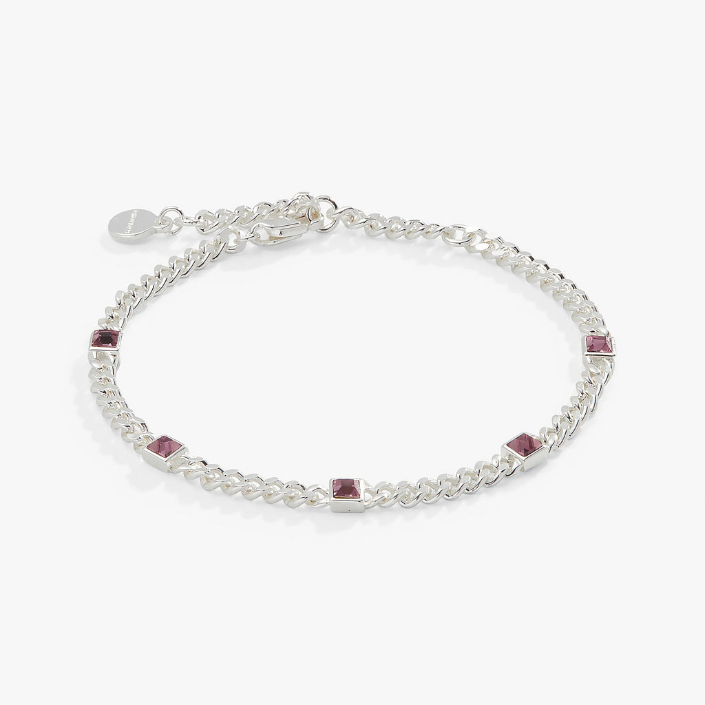 June Birthstone Light Amethyst Curb Chain Bracelet - Che Cose Belle