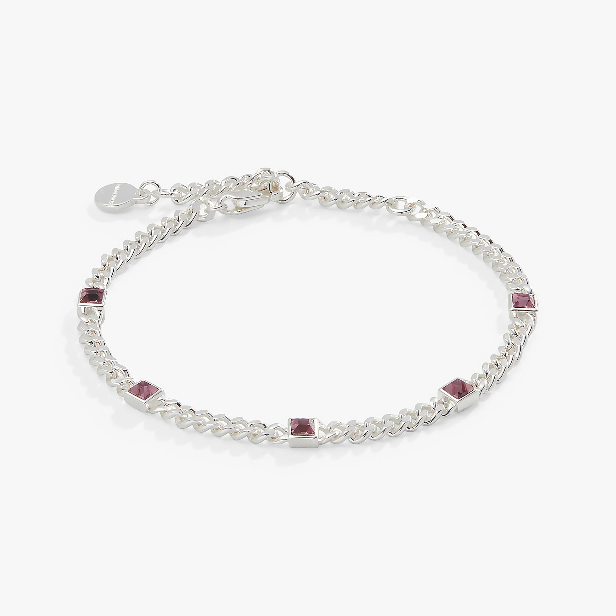 June Birthstone Light Amethyst Curb Chain Bracelet - Che Cose Belle