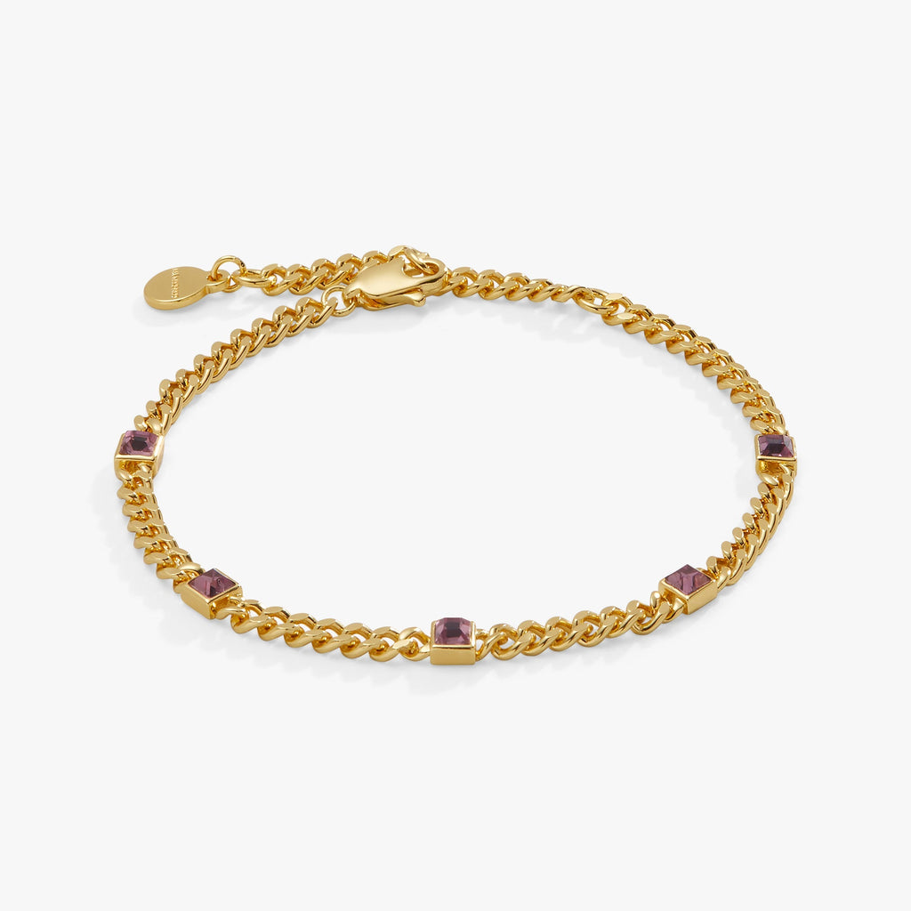 June Birthstone Light Amethyst Curb Chain Bracelet - Che Cose Belle