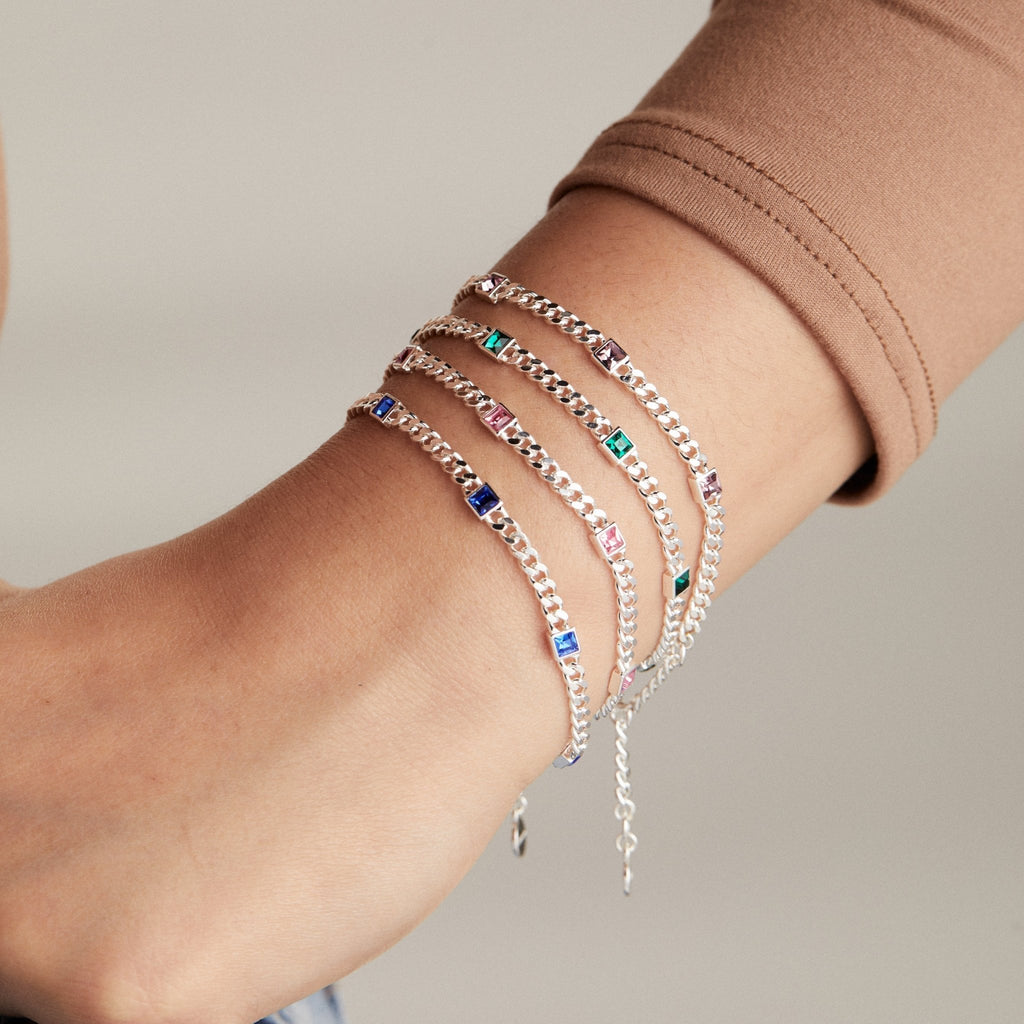 June Birthstone Light Amethyst Curb Chain Bracelet - Che Cose Belle
